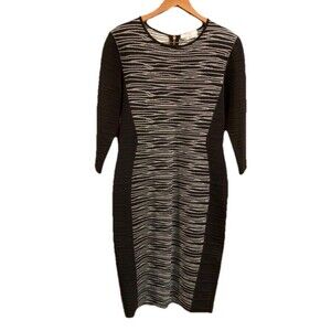 Hugo Boss Ponte Knit Sheath Dress Sz Medium Black Designer Luxury Business Italy